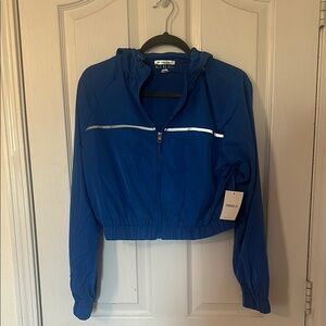 Blue Cropped Windbreaker Jacket